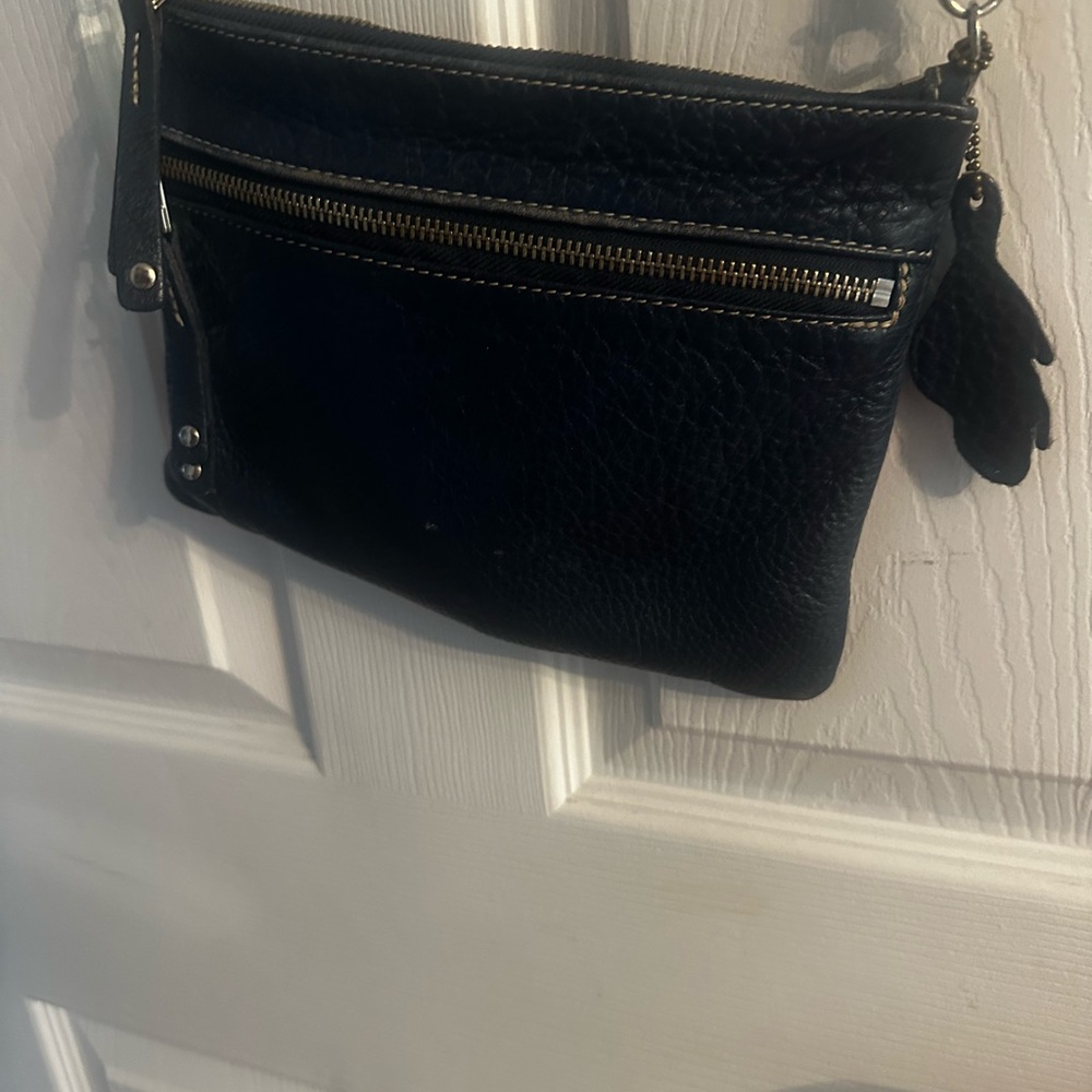 Roots Elegant Blue Leather Crossbody Bag